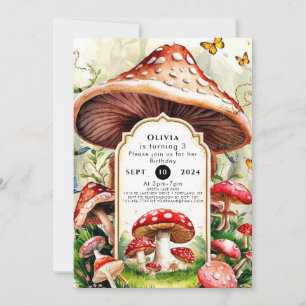 Invitation Champignon Pastel Boho Anniversaire