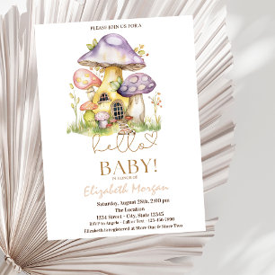 Invitation Champignons à l'aquarelle Fleurs Points Baby Showe