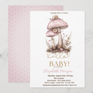Invitation Champignons Aquarelle Escargots Points Baby Shower