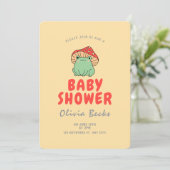 Invitation Champignons avec Baby shower de grenouille (Debout devant)