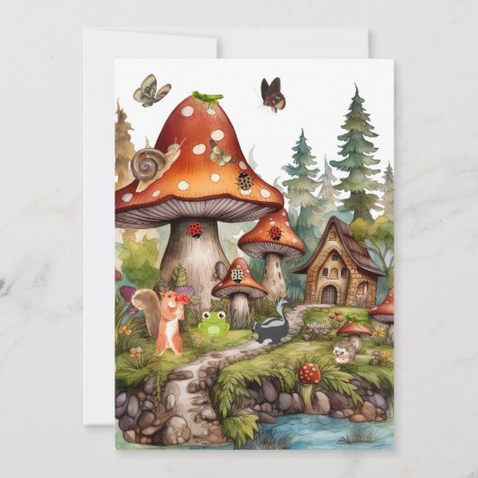 Invitation Champignons champignon whimsical Forest Fall baby (Dos)