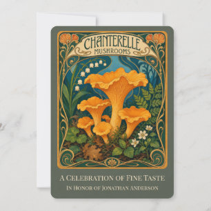Invitation Champignons Chanterelle Fungi Vintage Cueilleur