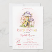 Invitation Champignons colorés aquarelle points (Devant)