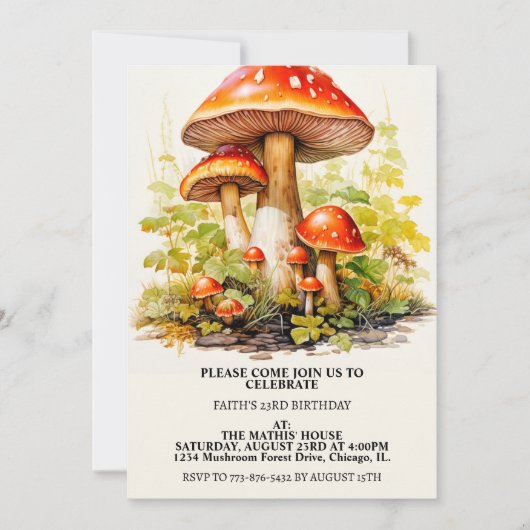 Invitation Champignons créatifs Fête d'anniversaire (Devant)