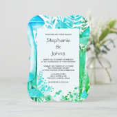 Invitation Champignons de bois Turquoise bleu vert rustique M (Debout devant)