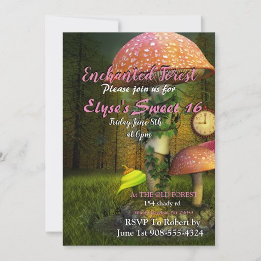 Invitation Champignons de forêt enchantés (Devant)
