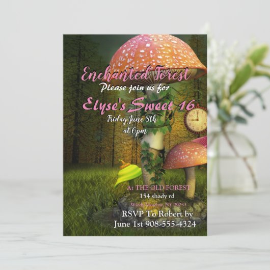 Invitation Champignons de forêt enchantés (Debout devant)