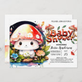 Invitation Champignons de forêt enchantés Baby Showe (Devant / Derrière)