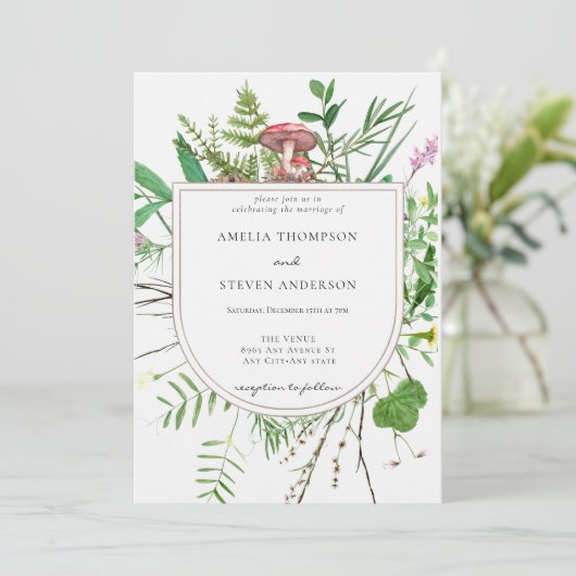 Invitation Champignons de forêt | Mariage Woodland (Debout devant)