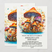 Invitation Champignons de la culture artistique Fête d'annive (Devant / Derrière)