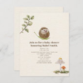 Invitation Champignons de la feuille de hérisson Baby shower  (Devant / Derrière)