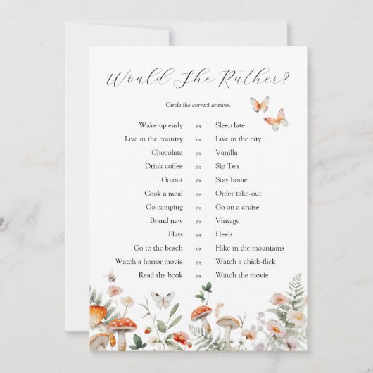 Invitation Champignons de la forêt enchantés préfèrerait-elle (Devant)