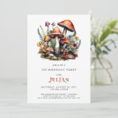 Invitation Champignons des bois 1er anniversaire (Debout devant)