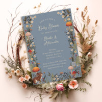 champignons des bois baby shower bleu fleur sauvag