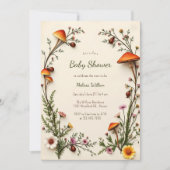 Invitation Champignons des bois Baby shower Boho rustique (Devant)