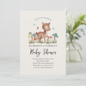 Invitation Champignons des bois Baby shower de cerfs (Debout devant)