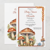 Invitation Champignons des bois Baby shower neutre selon le s (Devant / Derrière)