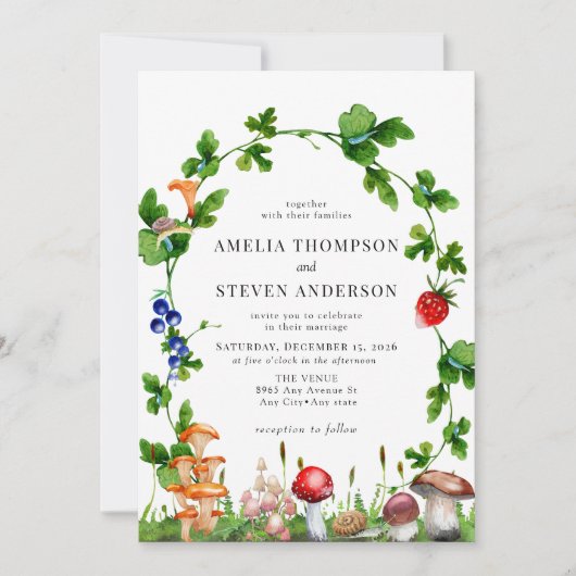 Invitation Champignons des bois | Mariage forestier (Devant)