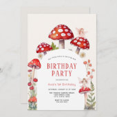Invitation Champignons des Fées de Bois Anniversaire (Devant / Derrière)
