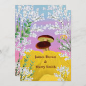 Invitation Champignons en Amour Haystack Fleurs Mariage (Devant / Derrière)