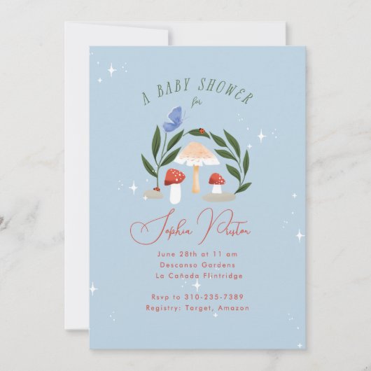 Invitation Champignons et papillons de jardin de fées magique (Devant)