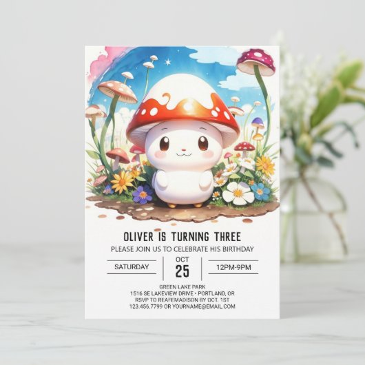 Invitation Champignons géants Boho Bash Anniversaire (Debout devant)