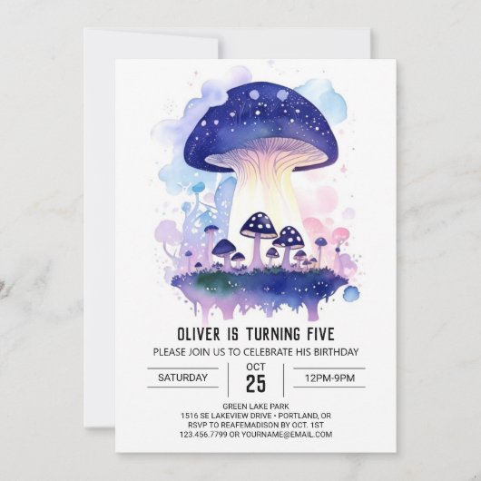 Invitation Champignons magiques Toadstool anniversaire (Devant)