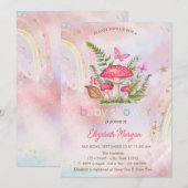 Invitation Champignons Papillons Arc-en-ciel Baby shower Flor (Devant / Derrière)