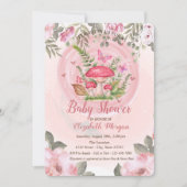 Invitation Champignons Papillons Baby shower Floral (Devant)