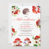 Invitation Champignons Rouge Aquarelle Forêt Baby shower rust (Devant)