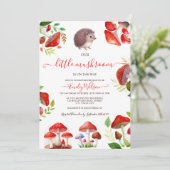 Invitation Champignons Rouge Aquarelle Forêt Baby shower rust (Debout devant)