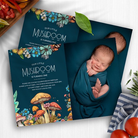 Invitation Champignons rustiques de champignons de bois 1er a