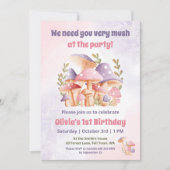 Invitation Champignons violets roses automne 1er anniversaire (Devant)