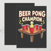 Invitation Champion de Beer Pong Ping Pong Boissons (Devant / Derrière)
