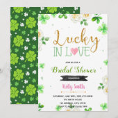 Invitation chanceuse en amour avec fleurs (Devant / Derrière)