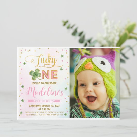Invitation Chanceuse Fille de la Saint-Patrick 1er Anniversai (Debout devant)