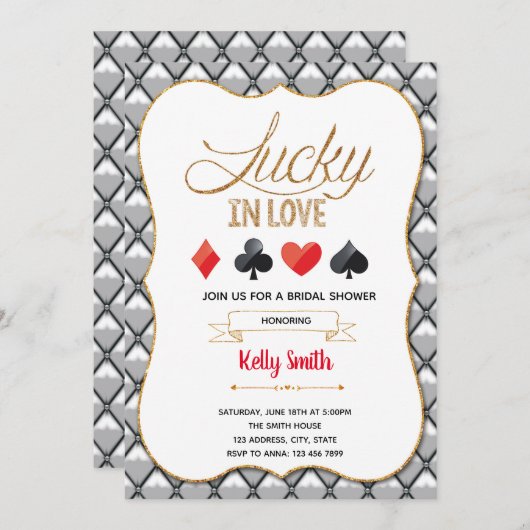 Invitation Chanceux dans l'invitation de thème de casino (Devant / Derrière)