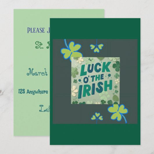 Invitation Chanceux de l'Irlandais (Devant / Derrière)