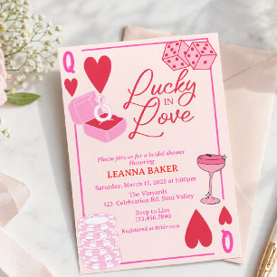 Invitation Chanceux en amour Salle de jeux Rose Enterrement d