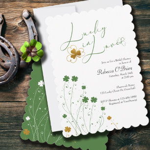 Invitation Chanceux en amour Shamrock Fleurs sauvages Baby Sh