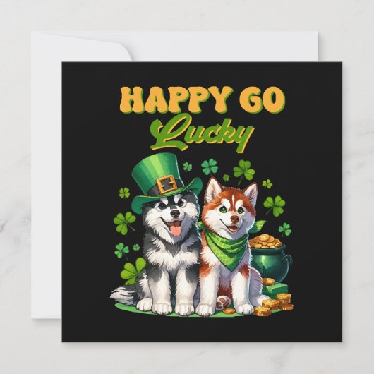 Invitation Chanceux Tout Fou Chouette Husky St Patrick (Devant)