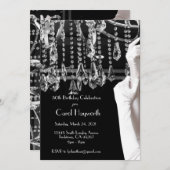 Invitation Chandelier 50e anniversaire Fête Noir Blanc (Devant / Derrière)