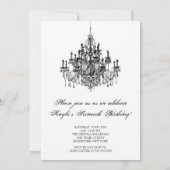 Invitation Chandelier blanc noir Sweet 16 Anniversaire (Dos)