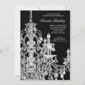 Invitation Chandelier blanc noir Sweet 16 Party (Dos)