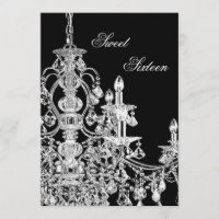 Chandelier blanc noir Sweet 16 Party