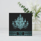 Invitation Chandelier Bleu sarcelle Anniversaire Femme Tout â (Debout devant)