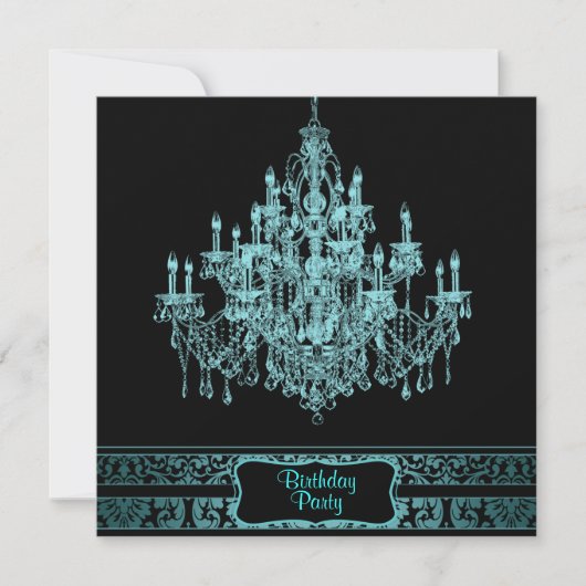 Invitation Chandelier Bleu sarcelle Anniversaire Femme Tout â (Devant)