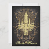 Invitation Chandelier Damask Lime douche vintage (Devant)