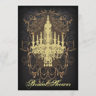 Invitation Chandelier Damask Lime douche vintage