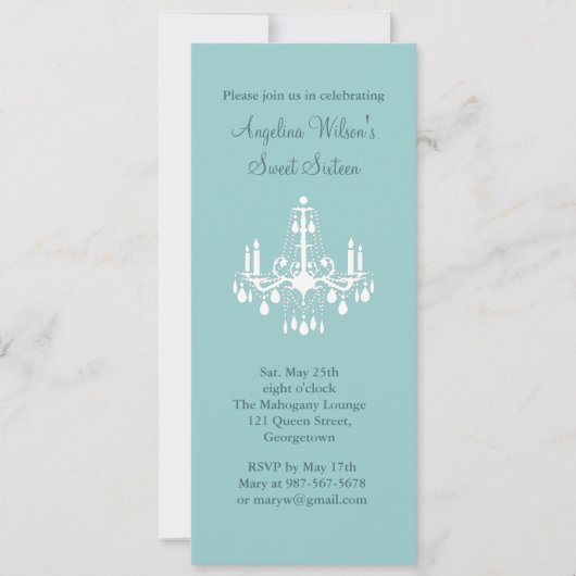 Invitation Chandelier d'anniversaire (turquoise) (Devant)